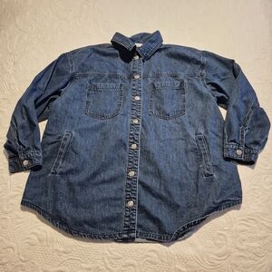 Eloquii women's 14/16 chambray snap closure shacket no belt VGUC